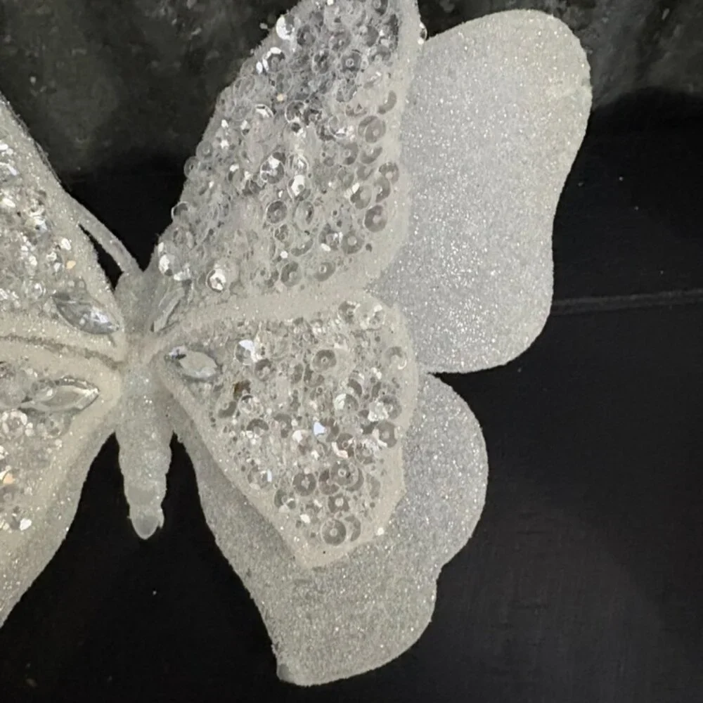 Sparkling‎ White Glitter Butterfly Decor